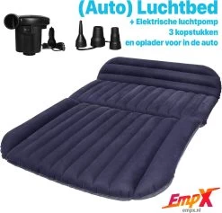 Opblaas Auto Matras - Luchtbed Voor In De Wagen - Camping Bank - Luchtmatras Achterbank - Donkerblauw Luchtbed - 184.9x130