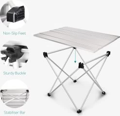 Navaris Campingtafel - Inklapbaar Campingtafeltje Van Aluminium - Opvouwbare Tafel Inclusief Draagtas - Picknicktafel - Zilver 12 Navaris Campingtafel - Inklapbaar Campingtafeltje Van Aluminium - Opvouwbare Tafel Inclusief Draagtas - Picknicktafel - Zilver -Kampeerclub 1200x1156 1