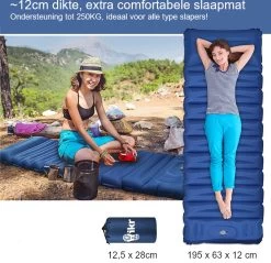 Hikr® Slaapmat 10cm+ Dikte - Comfortabel Luchtmatras - Zelfopblazend Met De Voet - TPU+40D Nylon - Slaapmatje Eenpersoons En Uit Te Breiden Tot Tweepersoons - Slaapmat Met Ingebouwde Pomp -Kampeerclub 1200x1159 4