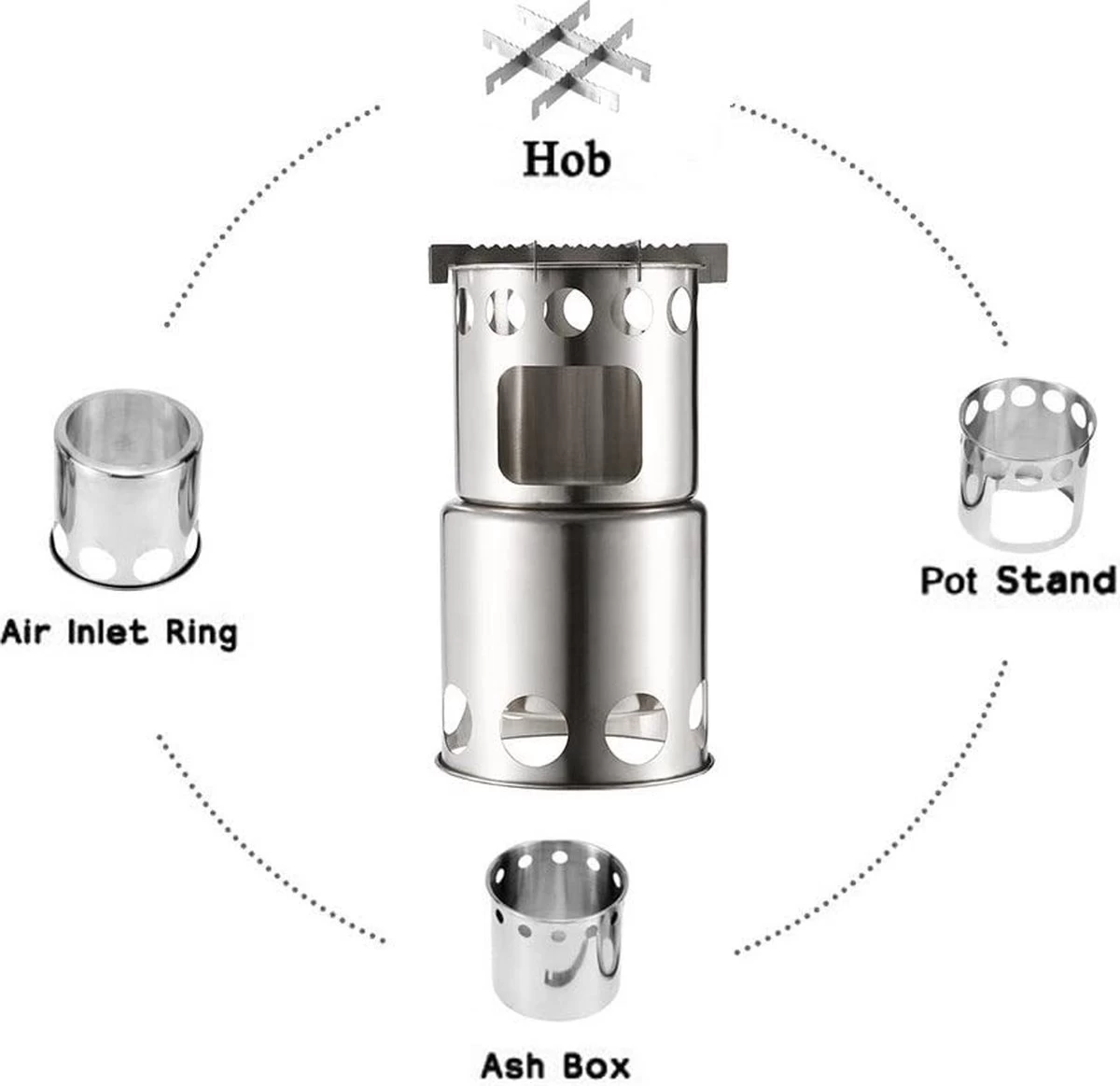 Merkloos Campingkooktoestel, Houtkachel, Draagbaar, Roestvrij Staal, Hobo-kooktoestel Met Opbergzak, Voor Barbecue, Camping, Picknick, Wandelen 3 Merkloos Campingkooktoestel, Houtkachel, Draagbaar, Roestvrij Staal, Hobo-kooktoestel Met Opbergzak, Voor Barbecue, Camping, Picknick, Wandelen - Afbeelding 3