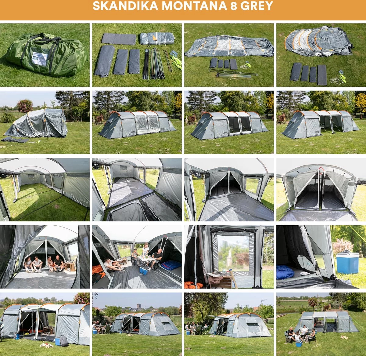 Skandika Montana 8 Tent – Tunneltenten – 8 Persoons Tent – Campingtent – 200 Cm Stahoogte – 2-4 Slaapcabines - Muggengaas – Familietent – 4 Ingangen – 700 X 310 X 200 Cm (L X B X H) - 5000 Mm Waterkolom – Outdoor, Camping – Kamperen – Blauw 2 Skandika Montana 8 Tent – Tunneltenten – 8 Persoons Tent – Campingtent – 200 Cm Stahoogte – 2-4 Slaapcabines - Muggengaas – Familietent – 4 Ingangen – 700 X 310 X 200 Cm (L X B X H) - 5000 Mm Waterkolom – Outdoor, Camping – Kamperen – Blauw - Afbeelding 2