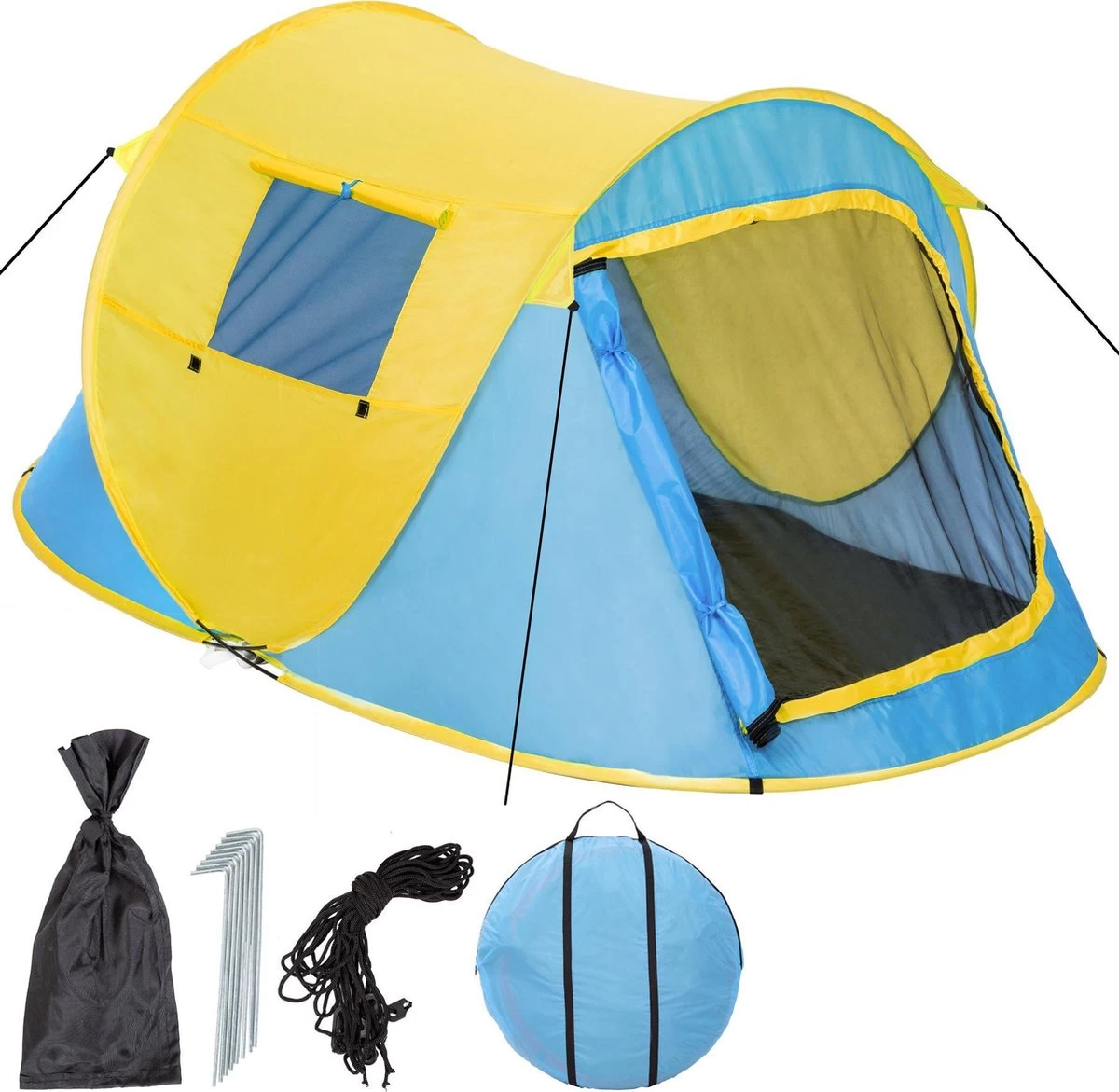 Pop Up Tent Waterkolom 1500 Mm/Cm² - Blauw - 2 Persoons 1 Pop Up Tent Waterkolom 1500 Mm/Cm² - Blauw - 2 Persoons