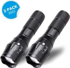 TIGIOO Zaklamp LED Oplaadbaar - 2 PACK - Incl. Oplader & Batterij & Koffertje - Zaklamp Militaire