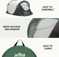 JEMIDI Tweepersoons Pop-up Tent - Opgooitent, Werptent Voor 2 Personen - Ideaal Als Festivaltent Of Kampeertent - Verschillende Kleuren -Kampeerclub 1200x1178 26