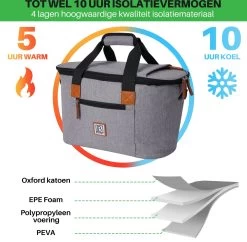 Brisby 4 Laags Geïsoleerde Koeltas - Boodschappentas 21 Liter - Grijs -Kampeerclub 1200x1178 4