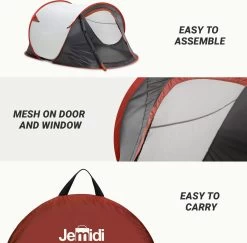 JEMIDI Tweepersoons Pop-up Tent - Opgooitent, Werptent Voor 2 Personen - Ideaal Als Festivaltent Of Kampeertent - Verschillende Kleuren -Kampeerclub 1200x1179 2