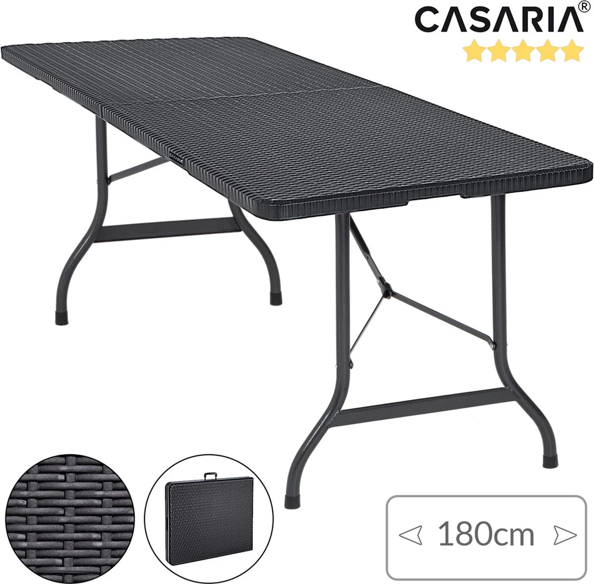 Casaria Tuintafel Opvouwbaar – Met Draaggreep 180x75 Cm – Zwart 3 Casaria Tuintafel Opvouwbaar – Met Draaggreep 180x75 Cm – Zwart - Afbeelding 3