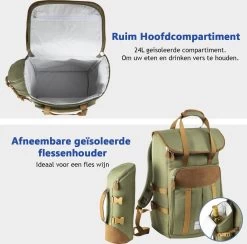 Cabinmax Koeltas - Koelrugzak - Picknick - Picknicktas Met Flessenhouder - Koelrugtas 24L - Olive Green -Kampeerclub 1200x1183 1