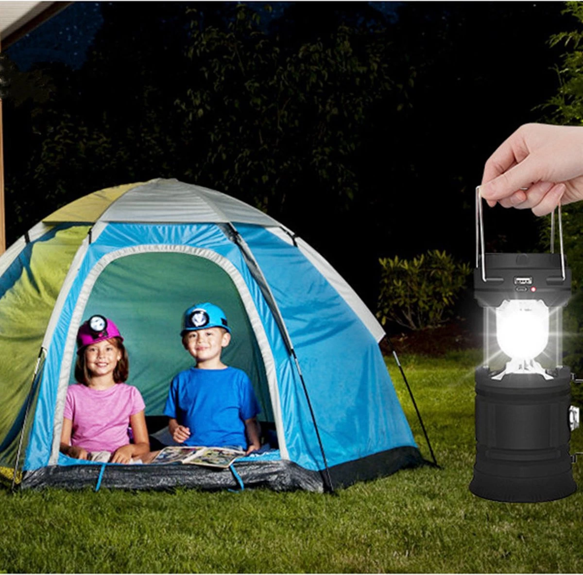 Merkloos Xtraworks - Multifunctionele Solar LED Campinglamp Met Handvatten - IPX 45 Waarde, USB-lader En Powerbank - Mat Zwart 5 Merkloos Xtraworks - Multifunctionele Solar LED Campinglamp Met Handvatten - IPX 45 Waarde, USB-lader En Powerbank - Mat Zwart - Afbeelding 5
