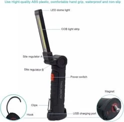 TLVX LED Werklamp Oplaadbaar Groot - Accu LED Lamp - LED Zaklamp - Magneet LED Lamp - Looplamp LED - Worklight - Garage Lamp - Dimbaar - Haak - Magnetisch - Magneet Voet - Zwenkarm - 2000 Lumen -Kampeerclub 1200x1184 11