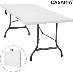 Casaria Tuintafel Opvouwbaar – Met Draaggreep 220x70 Cm – Wit -Kampeerclub 1200x1187 1