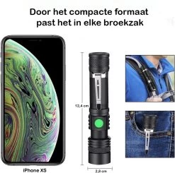 Qtronic Zaklamp LED Oplaadbaar Met Zoomfunctie - Militaire Zaklamp - Waterdicht - USB Oplaadbaar (inclusief Oplaadkabel & Batterij). -Kampeerclub 1200x1188 11