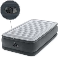 Intex Luchtbed - 1-Persoons - 99 X 191 X 46 Cm - Grijs - Met Ingebouwde Pomp, Hoeslaken Zwart En Reparatieset -Kampeerclub 1200x1190 25