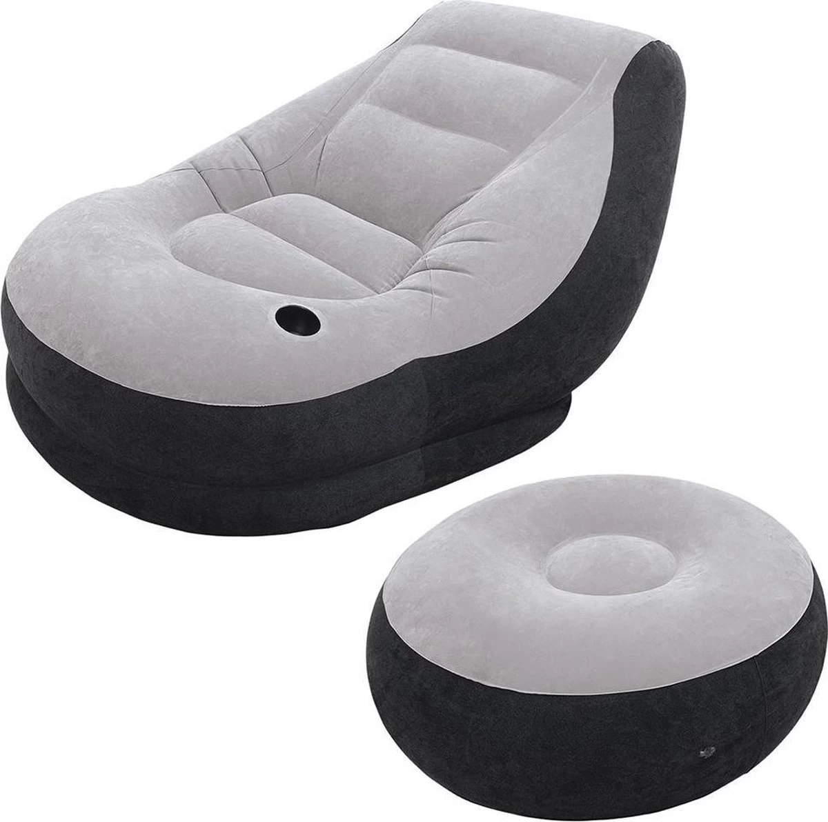 Intex Lounge Stoel - Ultra Lounge - Opblaasbaar - Grijs/zwart 1 Intex Lounge Stoel - Ultra Lounge - Opblaasbaar - Grijs/zwart