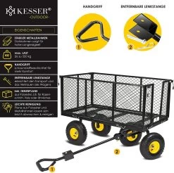 Exxen KESSER® Bolderkar, 550 Kg Belastbaar, Tuinwagen, Transportwagen, Tuinwagen, Uitneembaar Zeil, Gereedschapswagen, Handwagen, Veelzijdig Inzetbaar, Zwart -Kampeerclub 1200x1194 9