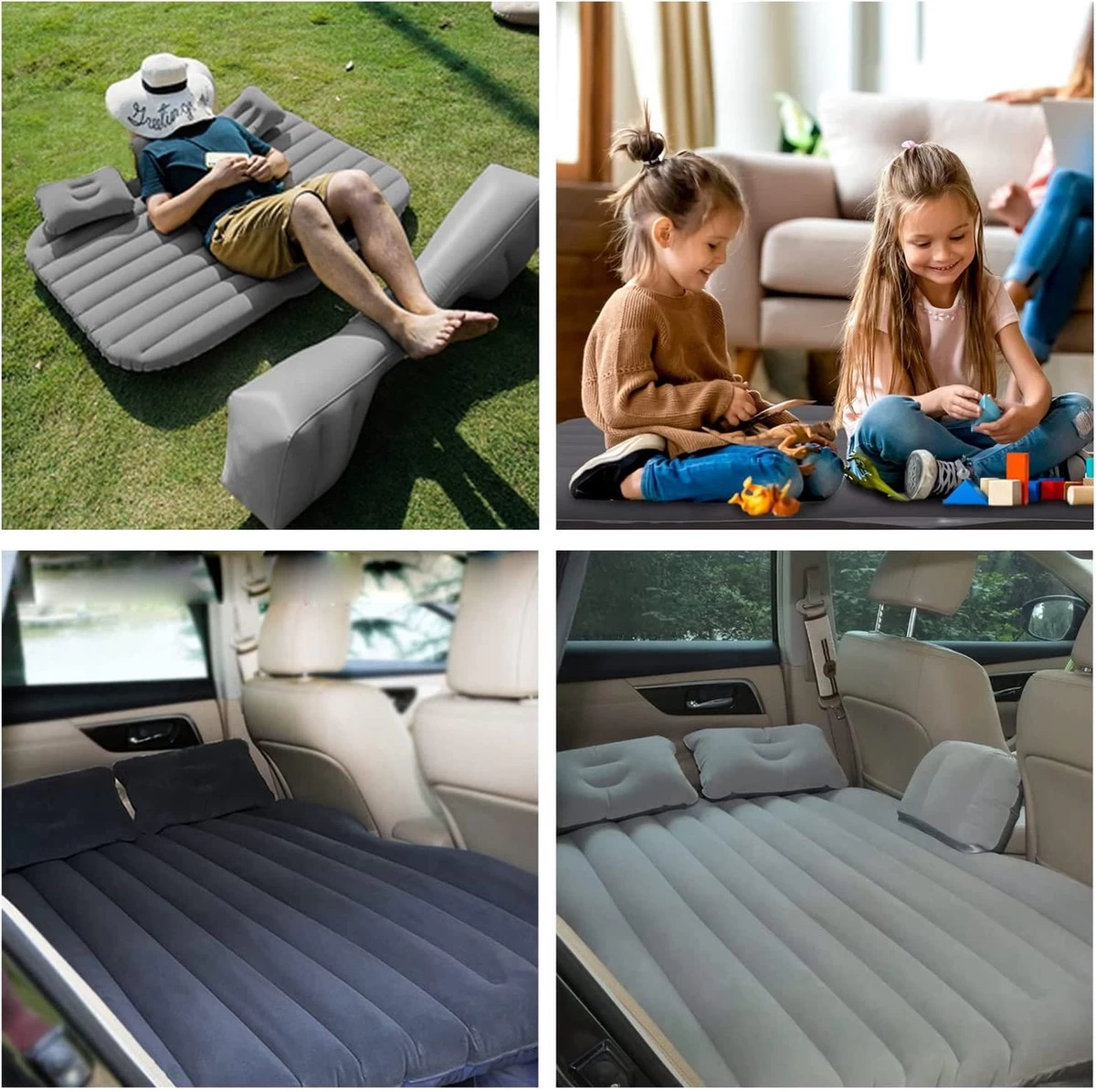 Opblaasbaar Matras Voor In De Auto, Opblaasbaar Bed, Opvouwbaar, Comfortabele Autostoel, Automatras Met Elektrische Luchtpomp En 3 Adapters, 2 Kussens En Draagtas, Voor Camping, Reizen (zwart) 2 Opblaasbaar Matras Voor In De Auto, Opblaasbaar Bed, Opvouwbaar, Comfortabele Autostoel, Automatras Met Elektrische Luchtpomp En 3 Adapters, 2 Kussens En Draagtas, Voor Camping, Reizen (zwart) - Afbeelding 2