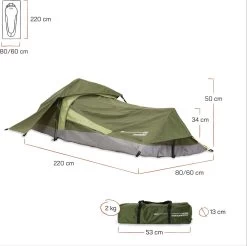 Where Tomorrow Solo Tent 220X80X50 Cm - Groen - 1 Persoons 9 Where Tomorrow Solo Tent 220X80X50 Cm - Groen - 1 Persoons -Kampeerclub 1200x1195 8