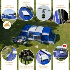 Skandika Montana 8 Sleeper Tent – Tunneltent – 8 Persoons Familietent - Campingtent – Sleeper Technology (2 Tot 4 Extra Donkere Slaapcabines) – Ingenaaide Tentvloer - Muggengaas – 700 X 310 X 200 Cm (LxBxH) – 5000mm Waterkolom – Kamperen – Blauw/wit 10 Skandika Montana 8 Sleeper Tent – Tunneltent – 8 Persoons Familietent - Campingtent – Sleeper Technology (2 Tot 4 Extra Donkere Slaapcabines) – Ingenaaide Tentvloer - Muggengaas – 700 X 310 X 200 Cm (LxBxH) – 5000mm Waterkolom – Kamperen – Blauw/wit -Kampeerclub 1200x1199 11