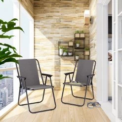 Relaxdays Campingstoel Inklapbaar Set Van 2 - Klapstoel 100 Kg - Visstoel Met Armleuningen - Grijs -Kampeerclub 1200x1200 10