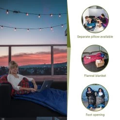 Skandika Dundee Flannel-L Slaapzak – Mummmieslaapzakken – Slaapzakken Volwassen - Maat M – Unisex - Katoen, Luxe Kwaliteit, Dubbele Slaapzak, 3 Seizoenen, Tot -20°C - 220 X 80 Cm - Outdoor Kampeerslaapzak – Ritssluiting Links - Zwart/blauw -Kampeerclub 1200x1200 1045