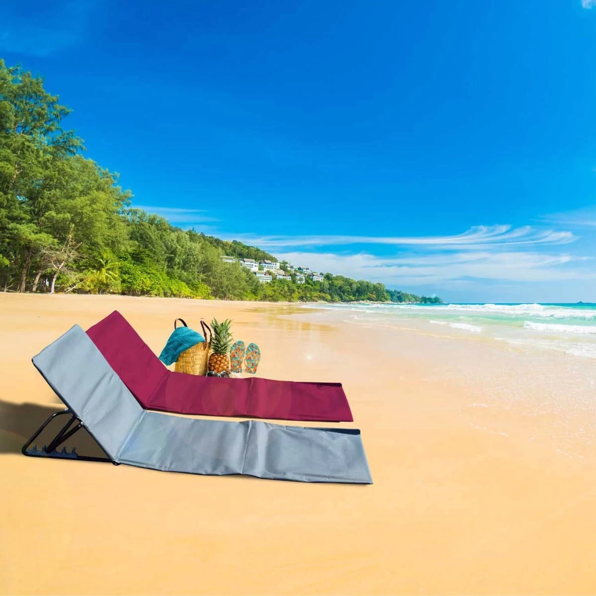 Strandmat Opvouwbaar Met Schouderband - Strandstoel Grijs 145x47x52 7 Strandmat Opvouwbaar Met Schouderband - Strandstoel Grijs 145x47x52 - Afbeelding 7