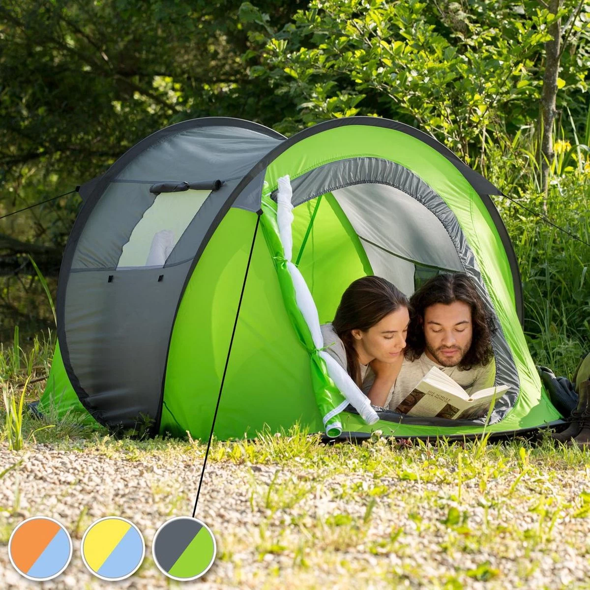 Pop Up Tent Waterkolom 1500 Mm/Cm² - Blauw - 2 Persoons 2 Pop Up Tent Waterkolom 1500 Mm/Cm² - Blauw - 2 Persoons - Afbeelding 2