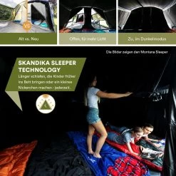 Skandika Nimbus Sleeper 12 Tent – Koepeltenten – 12 Persoons Familietent - Campingtent – Muggengaas – Sleeper Technology (3 Extra Donkere Slaapcabines) – 760 X 630 X 215 Cm (LxBxH) – 5000 Mm Waterkolom – Camping, Tuin – Kamperen – Blauw/wit -Kampeerclub 1200x1200 1347