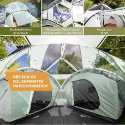 Skandika Bern 4 Koepeltent - Koepeltent - Tenten - 4 Persoons Kampeertent Met Panoramisch Dakraam, 2 Slaapcabines, Grondzeil, 210 Cm Stahoogte, Waterdicht, 4000 Mm Waterkolom - Grote Outdoor Familie Tent, Kampeertent - Grijs -Kampeerclub 1200x1200 1407