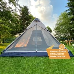 Skandika Tipi Kotona Air Opblaasbare Tent – Opblaasbare Tenten - 4 Persoons Tipi Tent – Tenten - Campingtent – Ingenaaide Tentvloer – Muggengaas – 260 Cm Stahoogte – 490 X 370 X 260 (L X B X H) – Outdoor, Camping, Tuin – Luchttent - Kamperen - Beige -Kampeerclub 1200x1200 1444