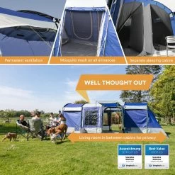 Skandika Montana 8 Tent – Tunneltenten – 8 Persoons Tent – Campingtent – 200 Cm Stahoogte – 2-4 Slaapcabines - Muggengaas – Familietent – 4 Ingangen – 700 X 310 X 200 Cm (L X B X H) - 5000 Mm Waterkolom – Outdoor, Camping – Kamperen – Blauw 17 Skandika Montana 8 Tent – Tunneltenten – 8 Persoons Tent – Campingtent – 200 Cm Stahoogte – 2-4 Slaapcabines - Muggengaas – Familietent – 4 Ingangen – 700 X 310 X 200 Cm (L X B X H) - 5000 Mm Waterkolom – Outdoor, Camping – Kamperen – Blauw -Kampeerclub 1200x1200 1479