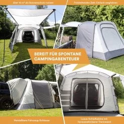 Skandika Pitea XL UP Tent – Koepeltenten - Autotent – 4 Persoons Campingtent Voor SUV, Caddy, Auto, CUV – Vrijstaand – Met/zonder Slaapcabine – Max. Stahoogte 200 Cm – Waterdicht Met 3000mm Waterkolom - 515 X 300 X 200 Cm (LxBxH) – Kamperen - Grijs -Kampeerclub 1200x1200 1509