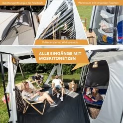 Skandika Pitea XL UP Tent – Koepeltenten - Autotent – 4 Persoons Campingtent Voor SUV, Caddy, Auto, CUV – Vrijstaand – Met/zonder Slaapcabine – Max. Stahoogte 200 Cm – Waterdicht Met 3000mm Waterkolom - 515 X 300 X 200 Cm (LxBxH) – Kamperen - Grijs -Kampeerclub 1200x1200 1512