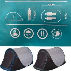JEMIDI Tweepersoons Pop-up Tent - Opgooitent, Werptent Voor 2 Personen - Ideaal Als Festivaltent Of Kampeertent - Verschillende Kleuren -Kampeerclub 1200x1200 1514