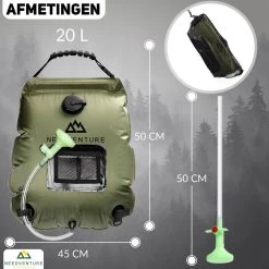 Needventure Solar Douche - Camping Douchezak - Buiten Douche - Tuindouche - Inclusief Thermometer - Waterzak Met Douchekop - 20L - Groen 10 Needventure Solar Douche - Camping Douchezak - Buiten Douche - Tuindouche - Inclusief Thermometer - Waterzak Met Douchekop - 20L - Groen -Kampeerclub 1200x1200 1721