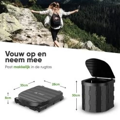 KNGZ Outdoor Gear – Camping Toilet – Nieuw Model – Biologisch Afbreekbare Zakjes – Opvouwbare Camping Toilet Met Deksel – Camping Toilet Hoge Zit – Draagbare WC Emmer Volwassen – Draagbaar Mobiel Potje – Nachtemmer – Opvouwbaar Toilet – Kamperen -Kampeerclub 1200x1200 1734