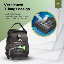 Needventure Solar Douche - Camping Douchezak - Buiten Douche - Tuindouche - Inclusief Thermometer - Waterzak Met Douchekop - 20L - Zwart 14 Needventure Solar Douche - Camping Douchezak - Buiten Douche - Tuindouche - Inclusief Thermometer - Waterzak Met Douchekop - 20L - Zwart -Kampeerclub 1200x1200 1739