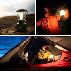 Favour L0818 Retro Camping Lamp Oplaadbaar LED, 320 Lumen, IP64 Waterdicht, Draagbare Kampeerlamp, Tentlamp, Acculamp, Traploos Dimbare Lamp Incl. Kaarslicht-modus, Groen -Kampeerclub 1200x1200 1754