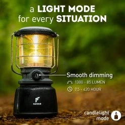 Favour L0944 Retro LED Lantaarn Hoog Vermogen 1300 Lumen, Vintage Design, Tuinlantaarn, Camping Lamp, Stormlantaarn Kleurtemperatuur Instelbaar Warm Wit Tot Koel Wit, Traploos Dimbaar Incl. Kaarslichtstand -Kampeerclub 1200x1200 1783