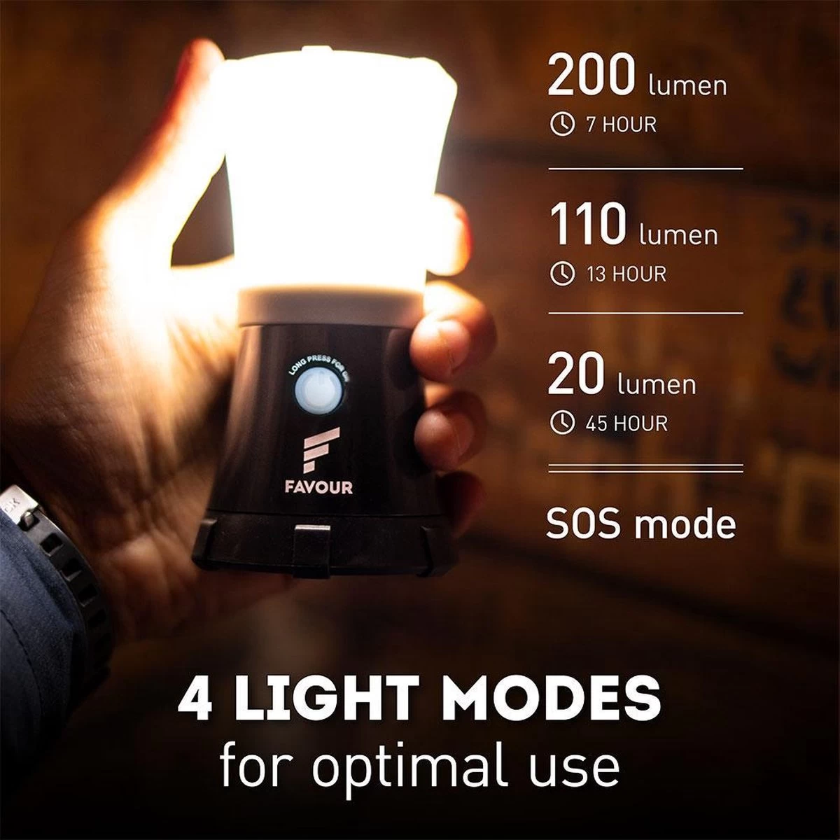 Favour L0717 Camping Lamp Oplaadbaar LED, 200 Lumen, IPX7 Waterdicht, Drijvend, Schokbestendig, Draagbare Kampeerlamp, Tentlamp, Vislamp, Geïntegreerde Oplaadbare Batterij 8 Favour L0717 Camping Lamp Oplaadbaar LED, 200 Lumen, IPX7 Waterdicht, Drijvend, Schokbestendig, Draagbare Kampeerlamp, Tentlamp, Vislamp, Geïntegreerde Oplaadbare Batterij - Afbeelding 8