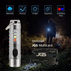 JGS Mini Zaklamp-Led-400 Lumen-USB-C-Oplaadbaar-Sleutelhanger-multifunctioneel-JGS Multicard -Kampeerclub 1200x1200 1894