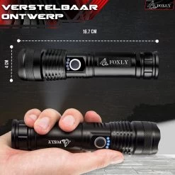 FOXLY Militaire LED Zaklamp PRO XI (Inclusief Oplader En Batterij) - Opbergdoos - Waterproof - Telescopische Lens - Schokbestendig - 3000 Lumen -Kampeerclub 1200x1200 1920
