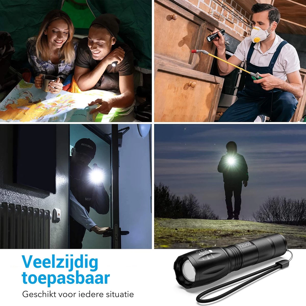 TIGIOO Zaklamp LED Oplaadbaar - 2 PACK - Incl. Oplader & Batterij & Koffertje - Zaklamp Militaire 6 TIGIOO Zaklamp LED Oplaadbaar - 2 PACK - Incl. Oplader & Batterij & Koffertje - Zaklamp Militaire - Afbeelding 6