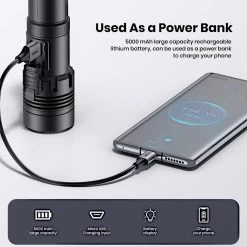 Zacro Zaklamp - Led Oplaadbaar - Militaire Zaklamp - 100000 Lumen - Met 7 Modi - COB Zijlicht - Waterdichte - Voor Noodgevallen, Kamperen, Thuis -Kampeerclub 1200x1200 2002