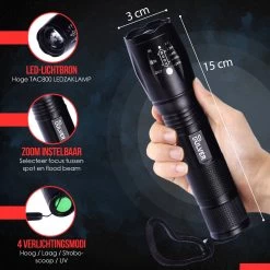 Pulver - Zaklamp Led - Militaire Zaklamp - 1000 LUM - Uitschuifbaar - Kinderen & Volwassenen - Met Koort - Oplaadbaar Batterijen Passen Erin -Kampeerclub 1200x1200 2019