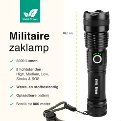 Vivid Green Militaire LED Zaklamp - Oplaadbaar - 2500 Lumen - 5000mAh - Zwart 19 Vivid Green Militaire LED Zaklamp - Oplaadbaar - 2500 Lumen - 5000mAh - Zwart -Kampeerclub 1200x1200 2034
