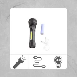 Orange85 Zaklamp Led Oplaadbaar - 200 Lumen - Militaire - Zwart - Noodverlichting -Kampeerclub 1200x1200 2035