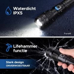 Merkloos TravelR LED Zaklamp – USB Oplaadbaar – Waterproof – 3000 Lumen – Zwart -Kampeerclub 1200x1200 2055