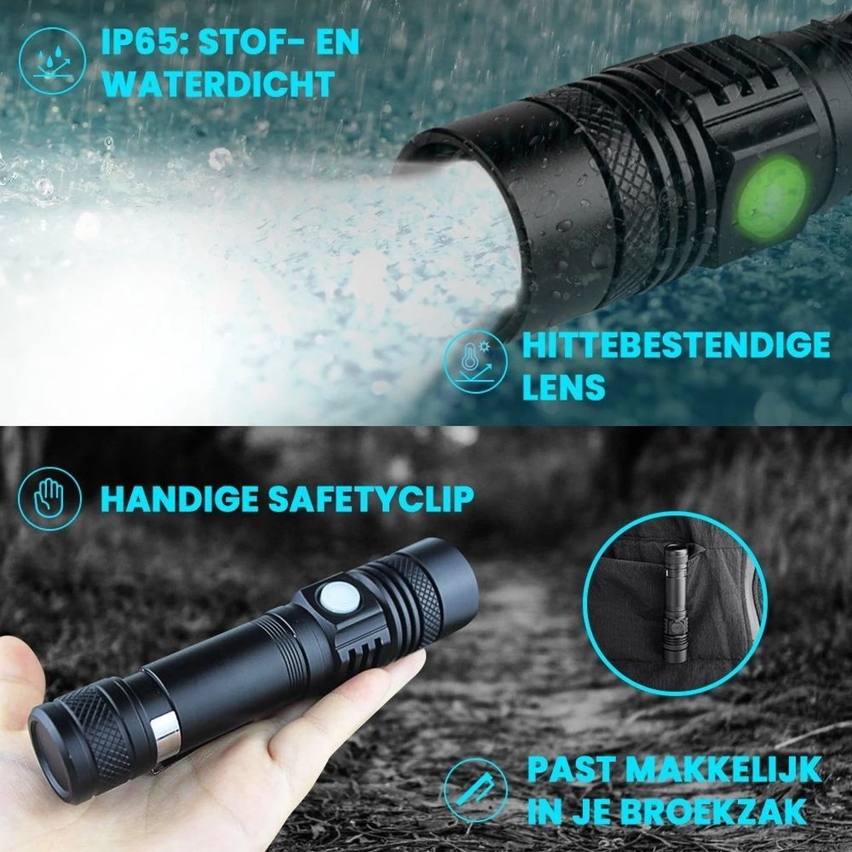 K-NATICS LITE Militaire LED Zaklamp - 1500 Lumen - 2200mAh Batterij - Zoomfunctie - 2 Jaar Garantie! 4 K-NATICS LITE Militaire LED Zaklamp - 1500 Lumen - 2200mAh Batterij - Zoomfunctie - 2 Jaar Garantie! - Afbeelding 4