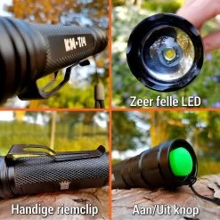 Militaire Zaklamp LED | 1000 Lumen | 2x 18650 Oplaadbare Batterij & Oplader | King Mungo KM-T14 -Kampeerclub 1200x1200 2139