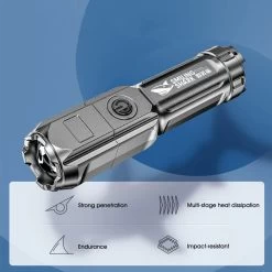 Merkloos Smiling Shark 622a Telescopische Oplaadbare LED Zaklamp - 700lm - Sterk Licht - Oplaadbaar Via USB - 1200mAh - Zwart -Kampeerclub 1200x1200 2152